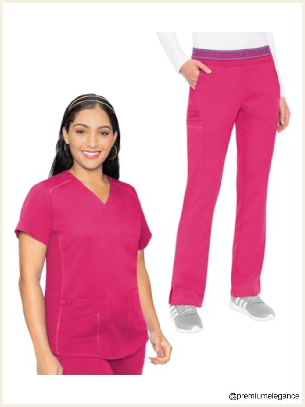 Women's Scrub Set 11 Pockets V-Neck Cargo Pant Medical Uniform